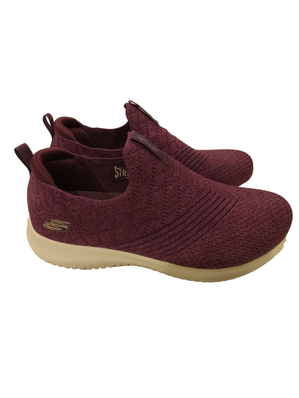 Skechers Ultra Flex Shoes Womens 6.5 Maroon Knit Slip On Air Cooled Memory Foam